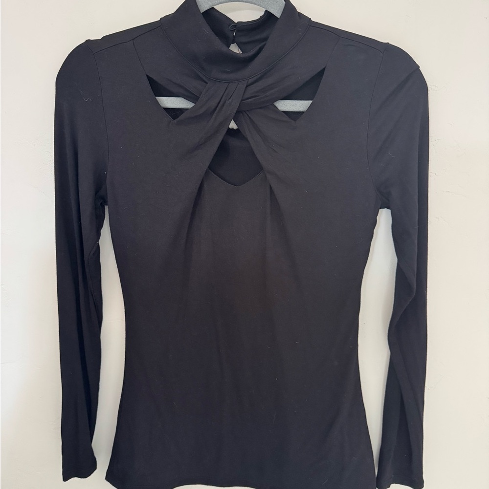 INC International Concepts Black Long Sleeve Top